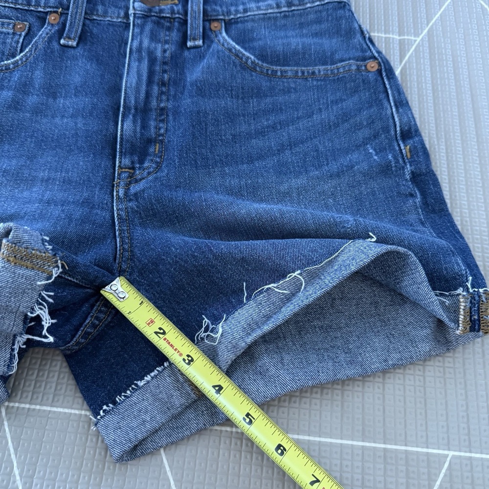 Madewell High Rise Denim Shorts Size 27 Raw Hem Rolled Cuff - Picture 8 of 8